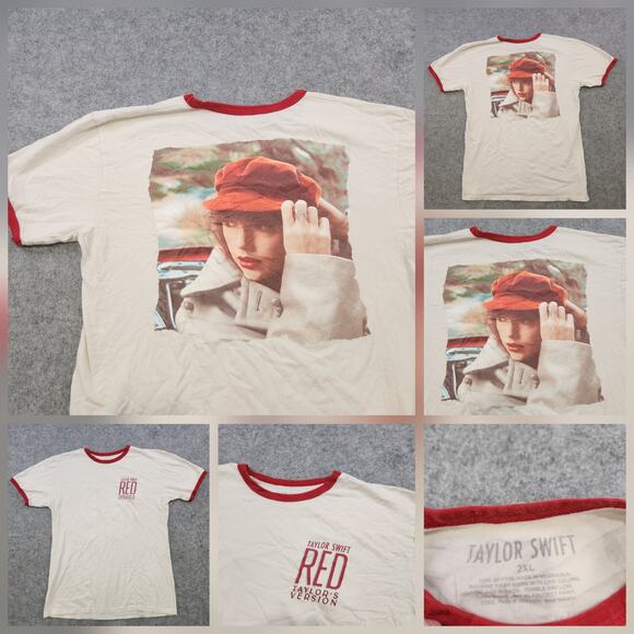 Taylor Swift Red Shirt Womens 2XL Ringer Taylor's Version Album Graphic Official - Picture 1 of 10